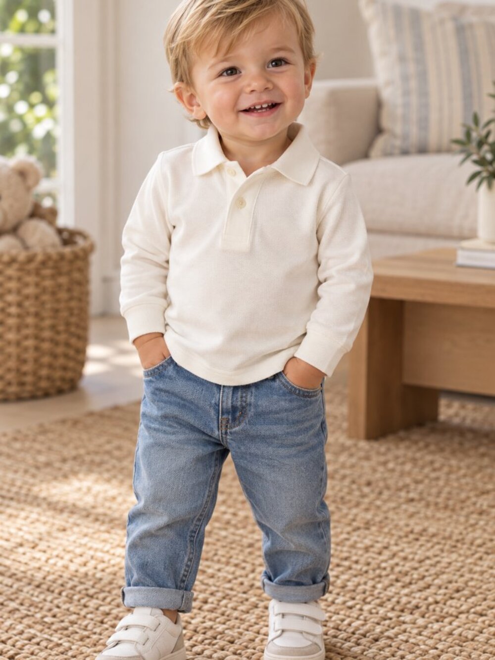 Janie and Jack Long Sleeve Polo Shirt